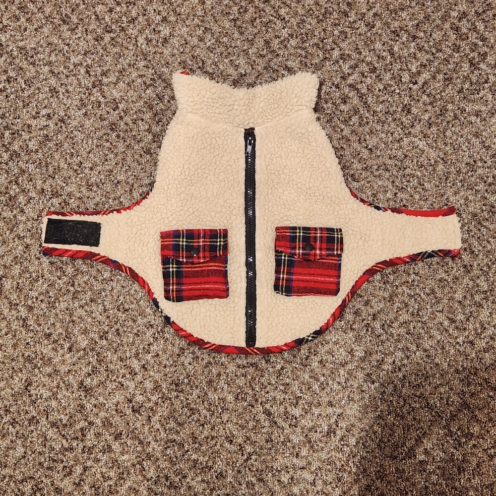 Friends Forever Dog Winter Coat Fleece and Flannel - Size Medium